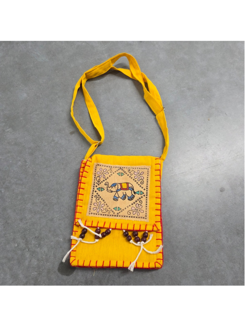 Yellow Embroidered Crossbody Bag Folkloric Hippie Gipsy Wanderlust